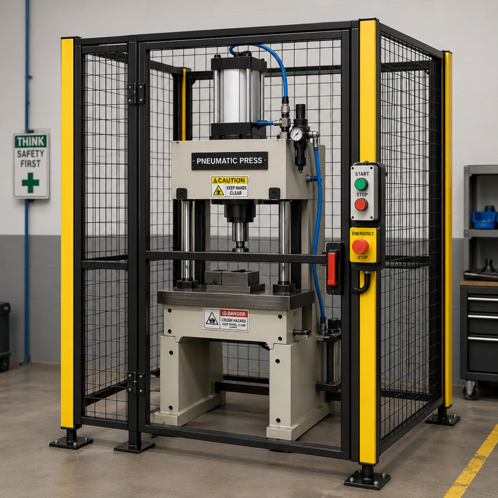 Safety Cage Pneumatic Press for precise pressing and bonding of brake and clutch